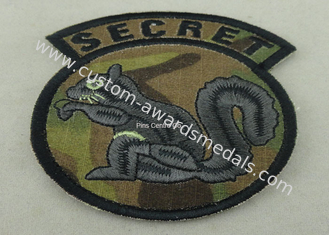 Cotton Thread Embroidery Patches For Clothes , Military Emblem Badge